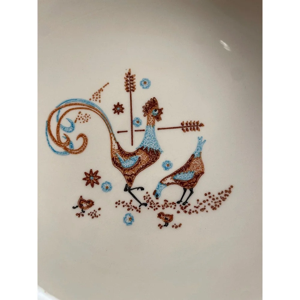 VTG Taylor Smith Taylor Colorcraft Peppermint Roo Vegetable Serving Bowl MCM 9in
